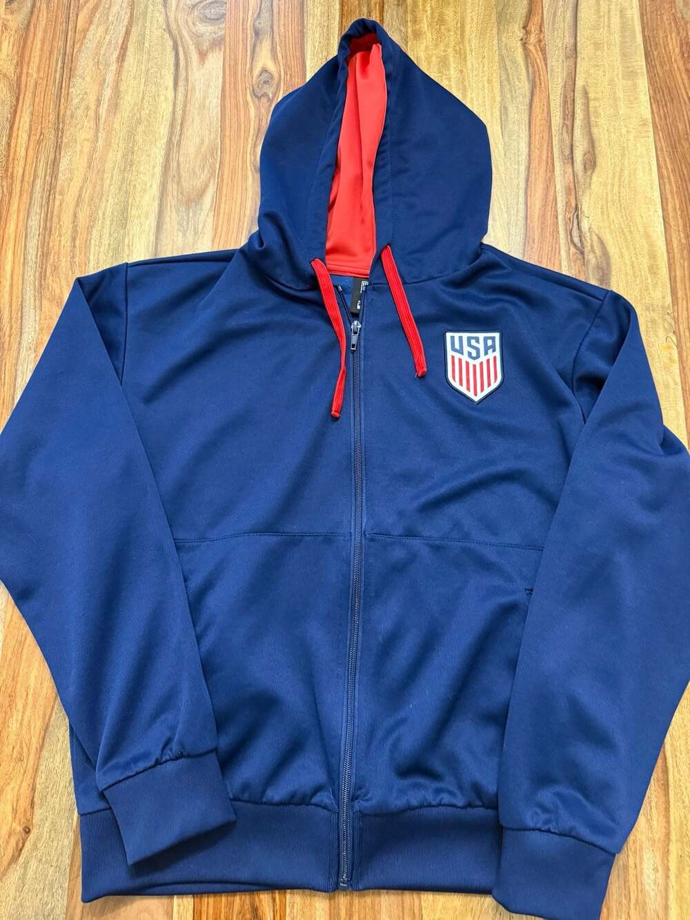 USA Soccer Full Zip Hoodie Navy Red Size S
